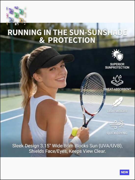 Wide Brim Sun Visor Hat - Quick Dry Adjustable Unisex Golf Tennis Pickleball main image 7